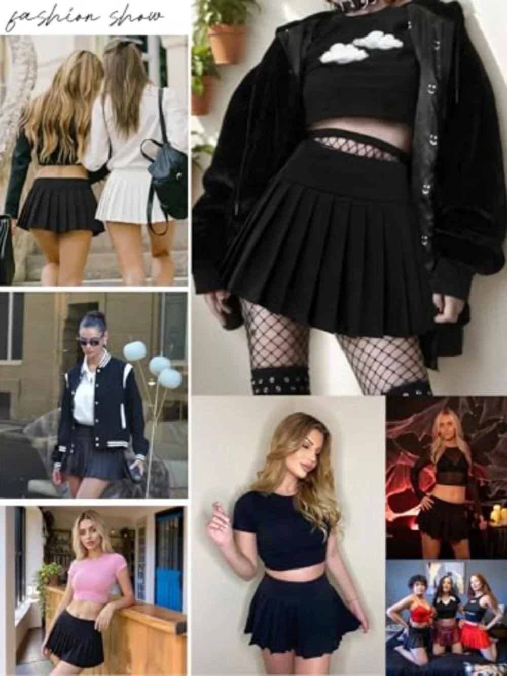 Pleated Mini Skirt Women Casual Elastic High Waist Stretchy 93% Polyester 7%